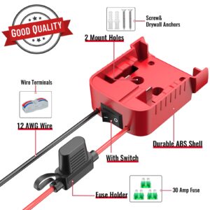 1 Pack Power Wheels Adapter for Milwaukee M18 Battery Adapter Power Wheels Battery Converter Kit with Fuse & Switch & Wire Terminals & 12 AWG Wire for DIY RC Car Toys Robotics