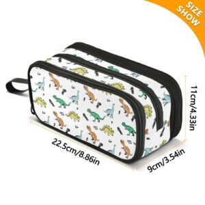 ALAZA Skater Dinosaur Dino Pencil Case Large Capacity,Pencil Pouch Office College Large Storage Pen Bag 3 Compartment Pencil Cases for Women Adults Teen