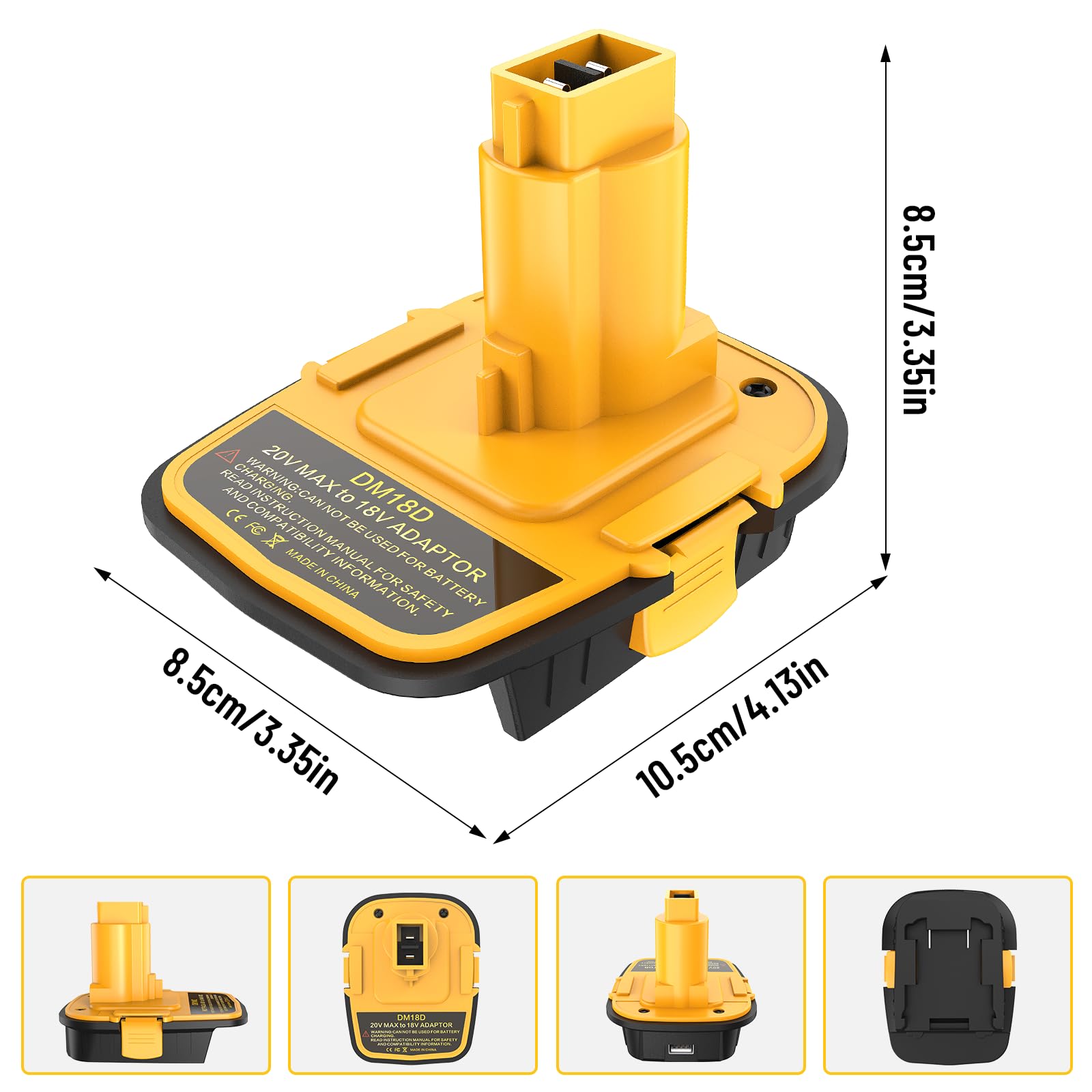 2 Packs DM18D Battery Adapter Converter with USB Port for Dewalt 18V Tools, Converts for Dewalt 20V Li-ion for Milwaukee M18 18V Li-ion Battery to De-Walt 18V Battery Adapter