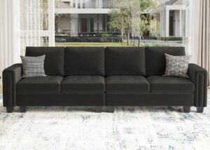 belffin velvet modular 4 seat sofa couch sectional 4-seat sofa couch for living room grey