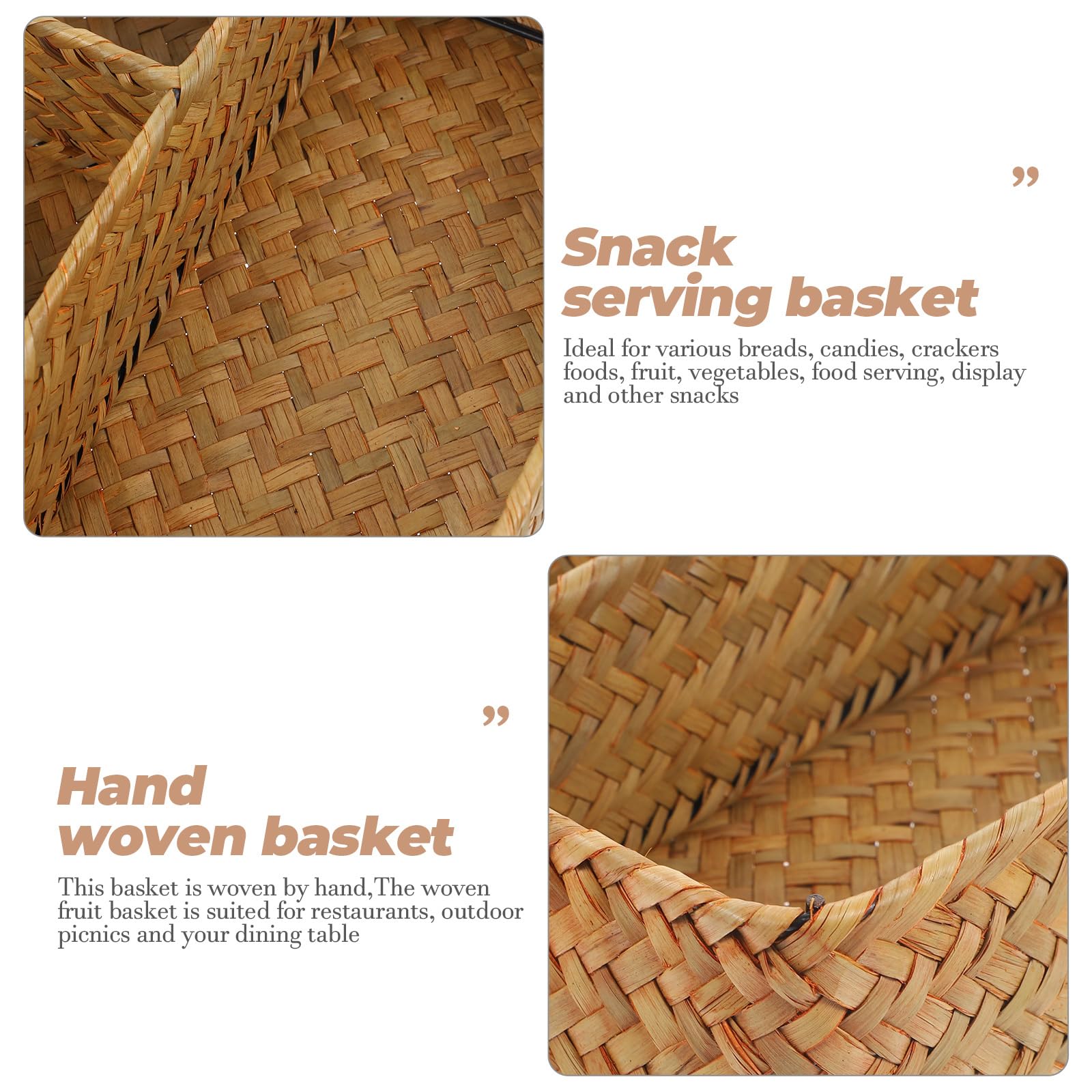 Storage Basket Seagrass Storage Basket, Rectangular Household Organizer Boxes with 4 Compartments, Wicker Rattan Divided Basket Organizer for Organize Snack