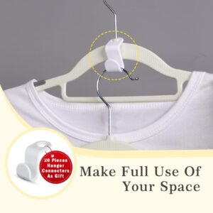 Non Slip Hangers 40 Pack, Clothes Plastic Hangers, Thin Hangers Plastic, Hangers Non Slip, Heavy Duty Hangers, 360° Swivel Space Saving Hangers with Clothes Hooks for Shirts, Pants, Dress (White)