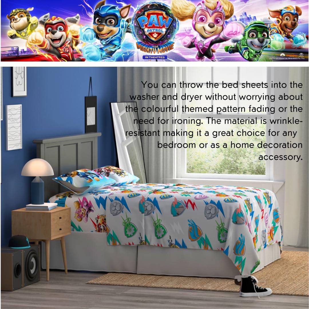 Franco Paw Patrol 2 The Movie Bedding Super Soft Microfiber 4 Piece Full Size Sheet Set, (Official Licensed Product)