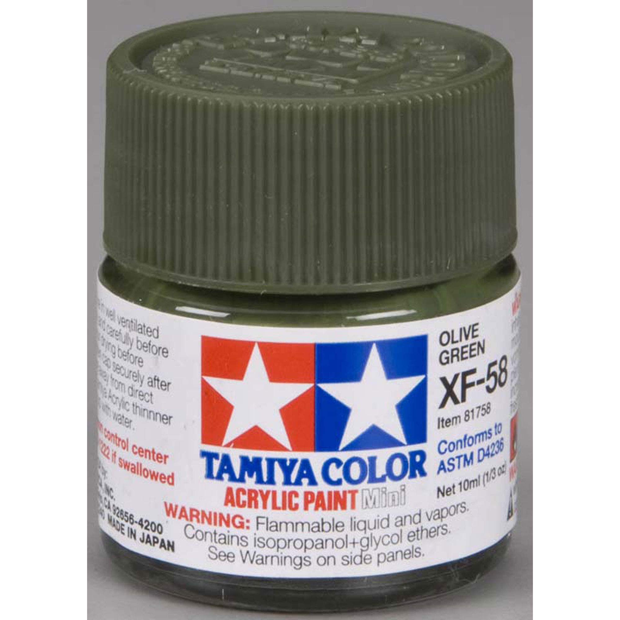 TAMIYA Acrylic Mini XF58 Olive Green TAM81758 Plastics Paint Acrylic