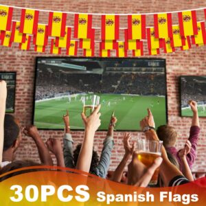 Spain String Flag Pennant Banner, Small Mini Spanish Flags Bunting Banner, National Country Decoration for School, Party, Sports Events, Patriotic Festival, 33 Feet 30 Flags