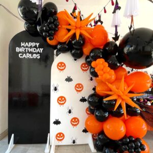 YAOWKY Black Orange Balloon Garland Arch kit,115Pcs 18 12 10 5 Inch Matte Black Orange Latex Balloons for Halloween Celebration Trick or Treat Party Spooky Ghost Party Bar Anniversary Decoration