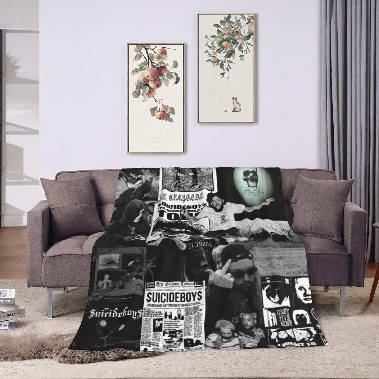 Suicide Hip Hop Music Boys Blanket, Ultra-Soft Micro Fleece Cover Blanket for Couch Sofa Bed, Soft Throw Blanket, Funny Graphic Bed Blanket for All Season 50"X40"