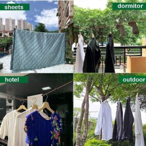 Portable Travel Clothesline Set,Adjustable Camping Clothesline,8m Anti-Tangle Retractable Clothesline,with 10 Fixed Buckles and 20 Clothespins, for Indoor Outdoor Balcony Garden Hotel