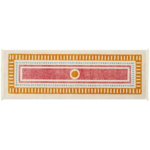 Lukinbox Boho Bathroom Runner Rugs with Fringes, 2x6 Sun Washable Hallway Runner Rug, Extra Long Soft Non-Slip Orange Rainbow Area Rug for Kitchen Laundry Room Entryway