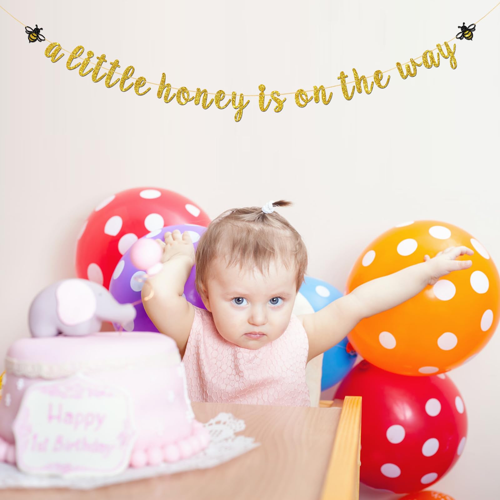 Talorine A Little Honey is on the Way Banner Gold Glitter Bumble Bee Theme Banner Sweet Honey bee Gender Reveal Baby Shower Party Decoration Pregnancy Announcement Mommy to Bee Daddy to Bee Welcome