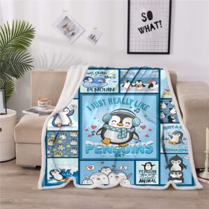 peakman Penguin Gifts Blanket,Penguin Blanket Throw,Penguin Gifts for Women Men Kids,Penguin Lover Gifts,Penguin Gifts for Penguin Lovers,Warm Soft Cozy Plush Penguin Blanket for Bed Couch 50"x 60"