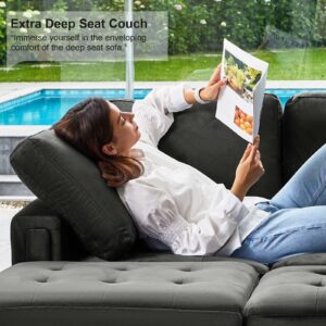 Belffin Velvet Modular 4 Seat Sofa Couch Sectional 4-seat Sofa Couch for Living Room Grey