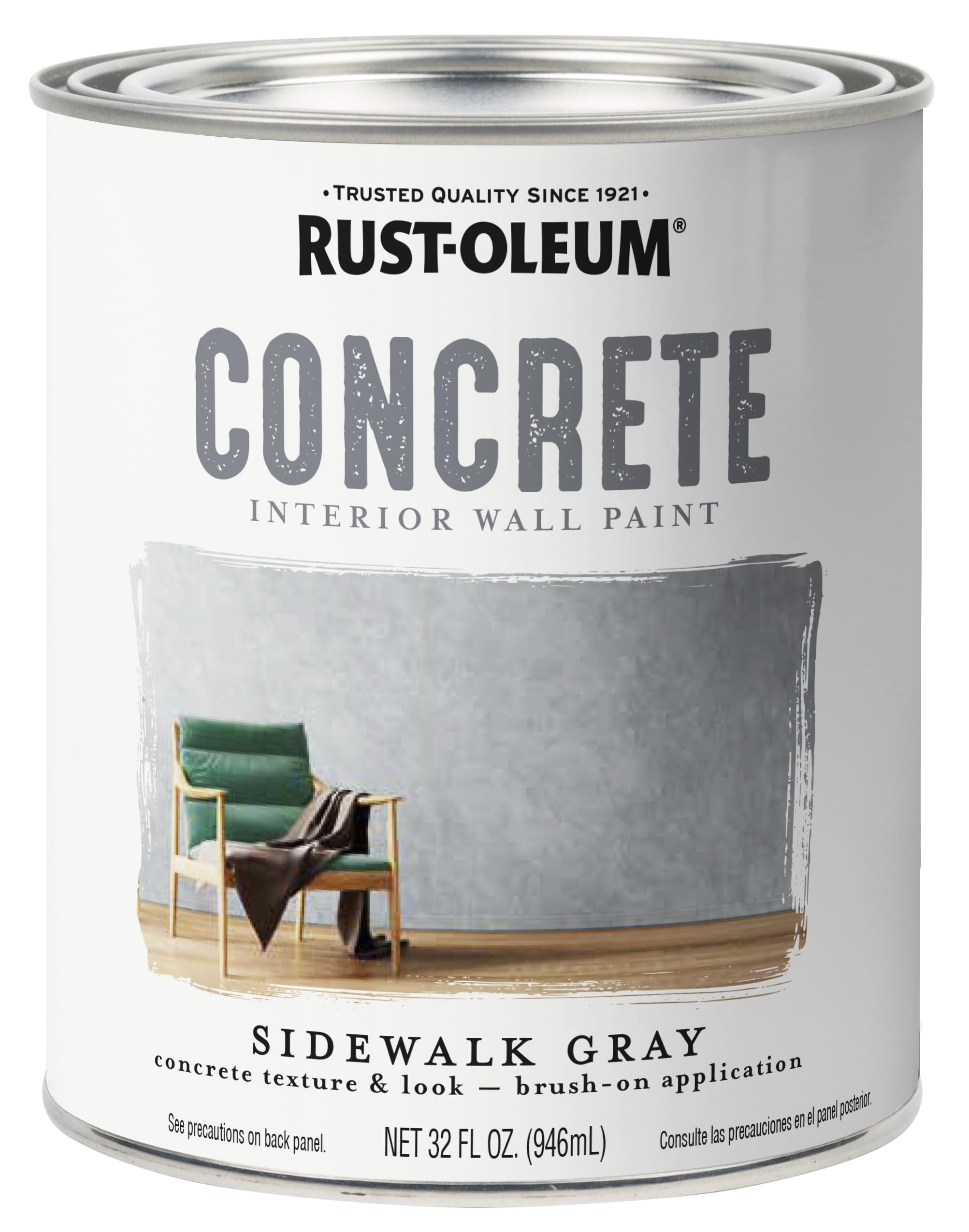 Rust-Oleum 379908 Concrete Interior Wall Paint, Quart, Sidewalk, 0.25 Gallon (Pack of 1)