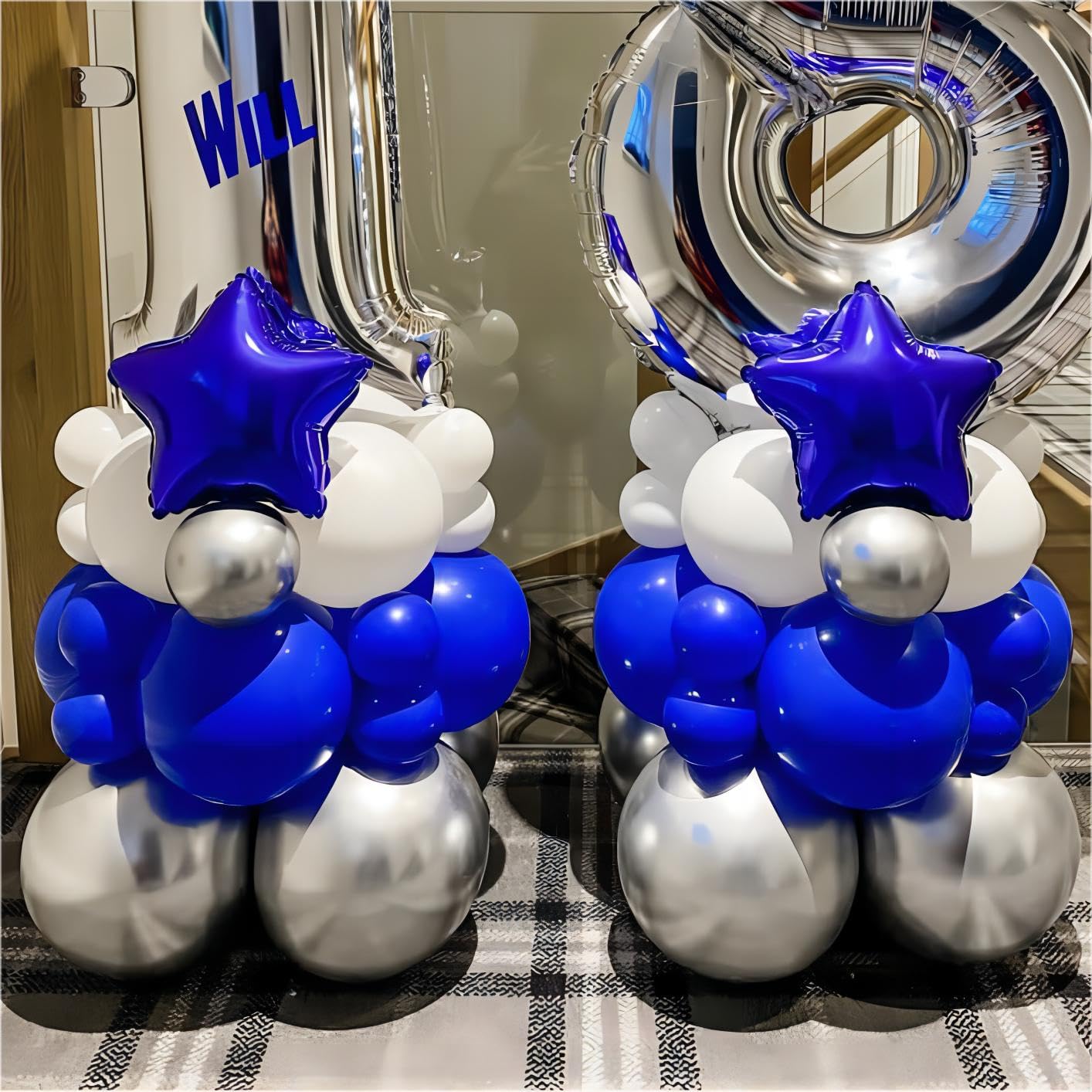 150pcs Royal Blue Balloons Different Sizes Pack, 18 12 10 5 Inch Party Balloon Garland Arch Kit Birthday Baby Shower Graduation Baseball Nautical Party Decorations(With 2 Ribbons)