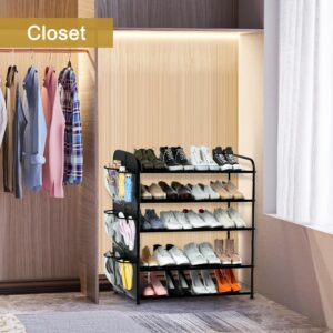 Housen Solutions Shoe Rack for Closet, 5 Tier Metal Shoe Rack Organizer with Storage 20-25 Pairs for Front Door Entrance, Entryway, Floor, Garage, Standing Black Shoes Holder Shelves