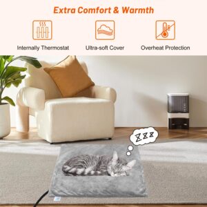 Heated Cat Bed for Indoor Cats, Electric Pet Heating Pad for Dogs Cats with Timer, 9 Level Temperature Cat Heating Pad Waterproof Heated Mat for Puppy Dog Cat (18" X 18")