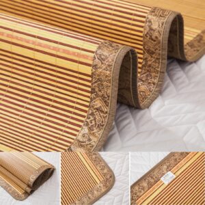 RILOOP Summer Bamboo Sleeping Mat, Bamboo Summer Sleeping Mat, Bamboo Rugs for Living Room, Rattan Mat, Double-Sided Use,Student Single Double Bed Foldable Refreshing Breathable Sweat Bedding/195*150C