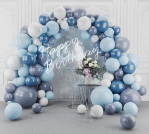 dusty blue balloon arch garland kit-143pcs macaron gray blue balloons for birthday bridal shower christmas reunion party wedding decoration