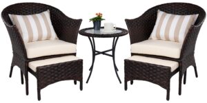 elevon patio conversation set outdoor wicker furniture with 2 chairs for porch and yard, beige