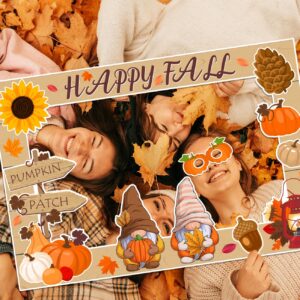 Fall Decor Happy Fall Gnomes Pumpkin Photo Booth Frame and Props for Autumn Themed Pumpkin Patch Thanksgiving Party Favors Decorations Supplies-11pieces