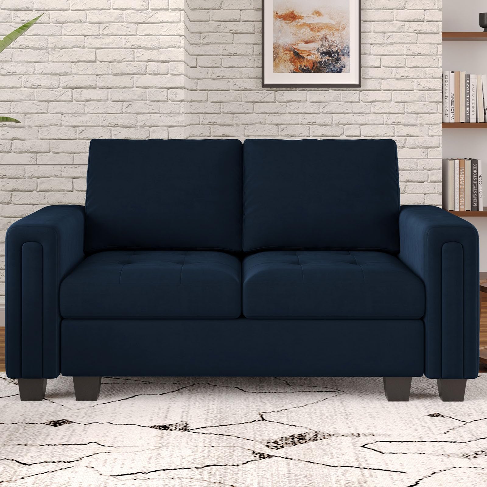 Belffin Velvet Modular Loveseat Sofa Couch 2 Seater Sofa Love Seats for Small Space Blue