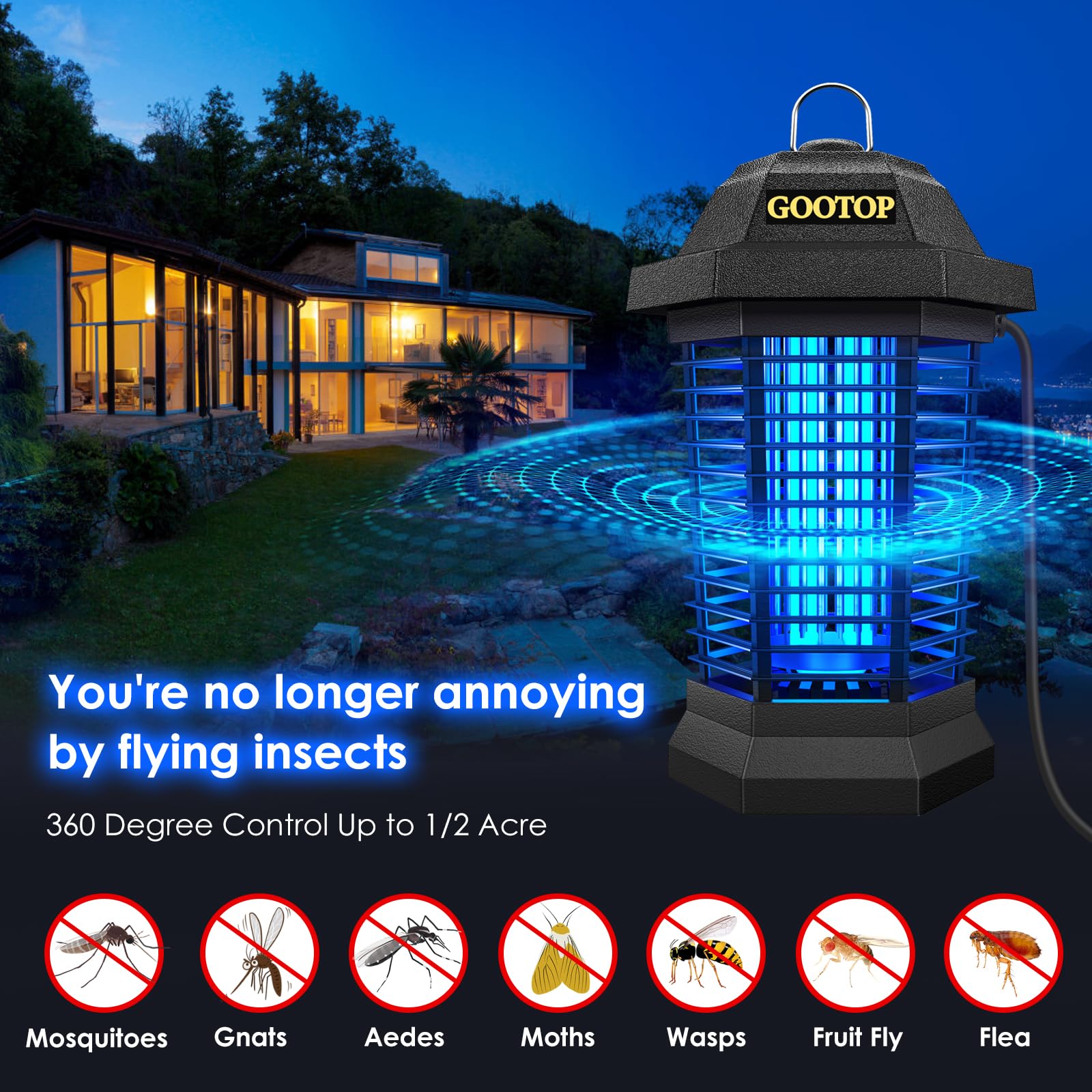 Remote Control Bug Zapper Indoor Outdoor, Electric Mosquito Zapper, Bug Zapper, Fly Traps, Fly Zapper, Mosquito Killer, 3 Prong Plug, 90-130V, ABS Plastic Outer