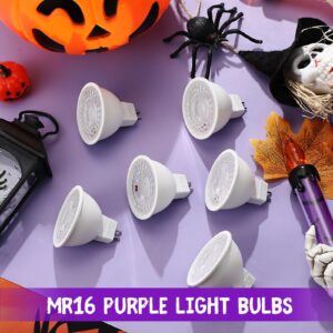 Lanties 6 Pieces Halloween MR16 LED Bulb 12V 6W Light Bulbs for Christmas Holiday Party Decoration Outdoor Landscape Lighting Party(Purple)