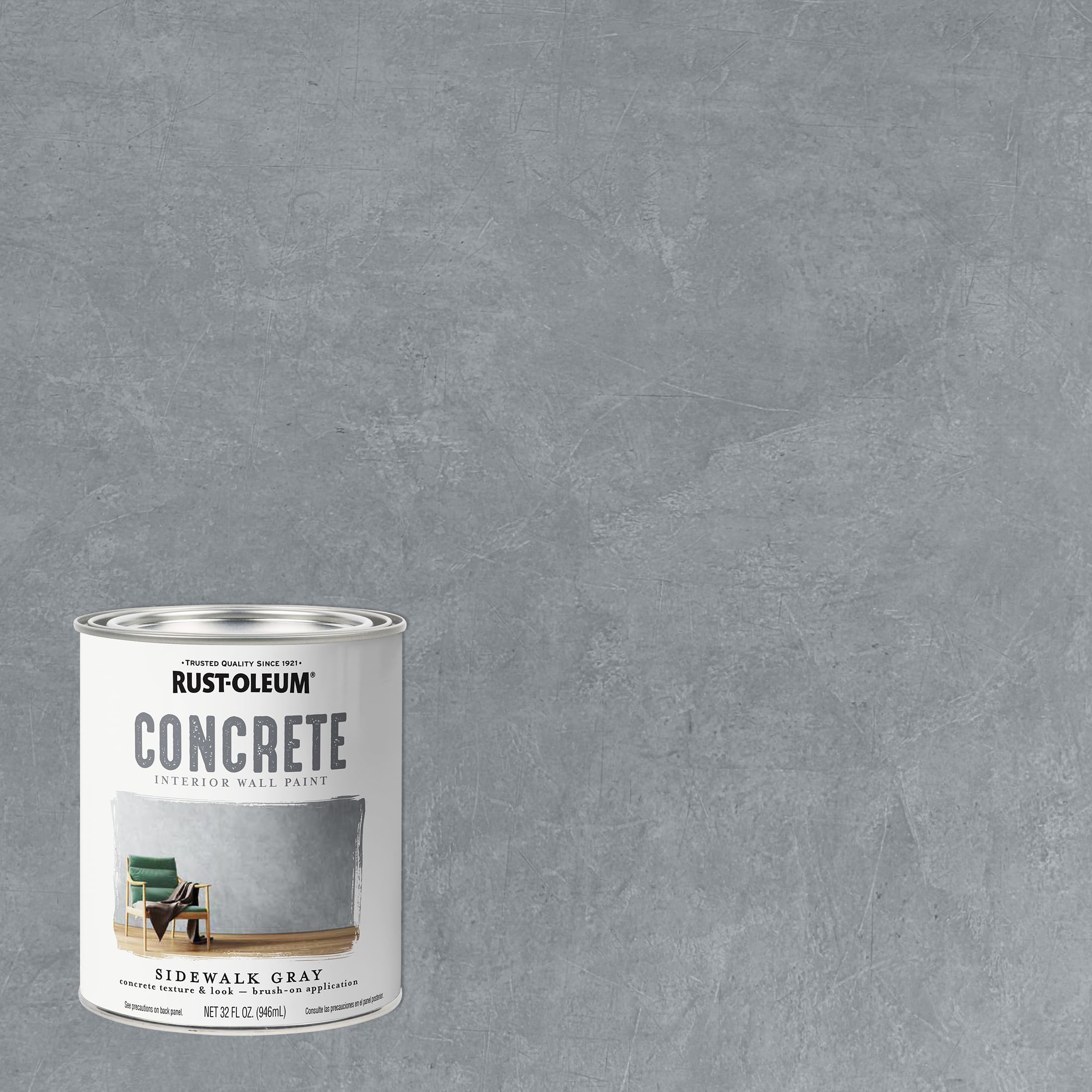 Rust-Oleum 379908 Concrete Interior Wall Paint, Quart, Sidewalk, 0.25 Gallon (Pack of 1)