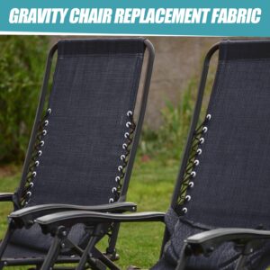 Queekay 2 Pcs Gravity Chair Replacement Fabric with 8 Bungee Cord Lounge Chair Cloth Mesh Patio Chair Repair Kit for Patio Recliner Outdoor Lawn Pool Beach Sling Chair(Black, 63" x 17")