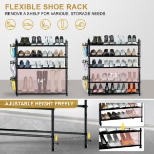 Housen Solutions Shoe Rack for Closet, 5 Tier Metal Shoe Rack Organizer with Storage 20-25 Pairs for Front Door Entrance, Entryway, Floor, Garage, Standing Black Shoes Holder Shelves