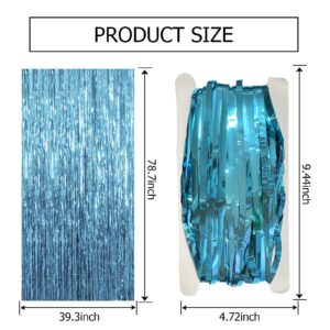 3 Pack Blue Backdrop Party Streamers Ocean Themed Decor Birthday Party Decorations Foil Fringe Backdrop Curtain Graduation Baby Shower Bachelorette Winter Holiday Party Decorations Supplies