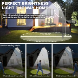 Vzyhik 3-Pack Solar Parking Lot Light - 4800W Solar Street Light 360000LM Dusk to Dawn Street Lights Solar Powered, IP67 Waterproof Solar Wide Angle Lamp with Motion Sensor for Yard, Road