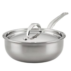 hestan - nanobond collection - titanium stainless steel saucier pan with lid, induction cooktop compatible, 2-quart