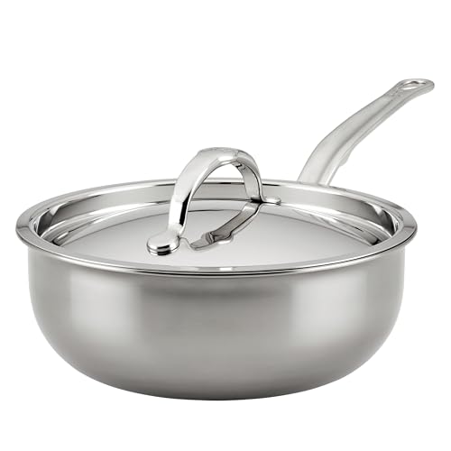 Hestan - NanoBond Collection - Titanium Stainless Steel Saucier Pan with Lid, Induction Cooktop Compatible, 2-Quart