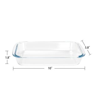 2 Pack 1-Quart Tempered Glass Oblong Baking Dishes, Personal Sized Bakeware and Cookware