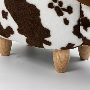 Home 2 Office Cow Ottoman for Kids' Bedroom, Playroom, Nursery, and Living Room, Animal Ottoman with Storage, Footstool for Kids, Brown Cow Print