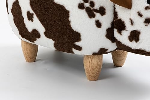 Home 2 Office Cow Ottoman for Kids' Bedroom, Playroom, Nursery, and Living Room, Animal Ottoman with Storage, Footstool for Kids, Brown Cow Print