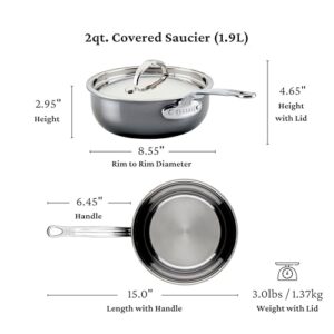 Hestan - NanoBond Collection - Titanium Stainless Steel Saucier Pan with Lid, Induction Cooktop Compatible, 2-Quart