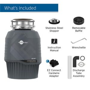 InSinkErator EVOLUTION 0.75HP 3/4 HP, Advanced Series EZ Connect Continuous Feed Food Waste Garbage Disposal, Gray