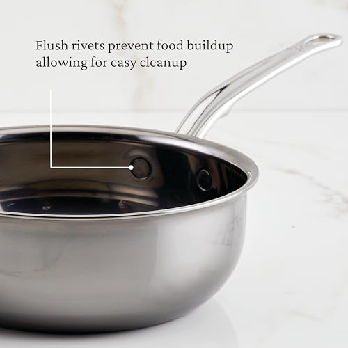 Hestan - NanoBond Collection - Titanium Stainless Steel Saucier Pan with Lid, Induction Cooktop Compatible, 2-Quart