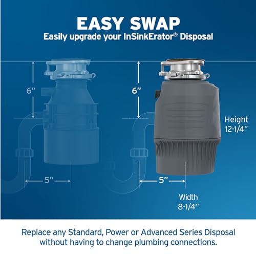 InSinkErator EVOLUTION 0.75HP 3/4 HP, Advanced Series EZ Connect Continuous Feed Food Waste Garbage Disposal, Gray