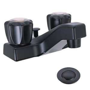 westbrass nm2bp-62 4" 2-handle acrylic non-metallic centerset lavatory faucet with pop-up drain, matte black