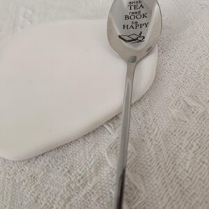 Tea Book Gifts Spoon for Women Men Drink Tea Read Book be Happy Spoon for Daughter Friends Tea Book Lover Gift for Teen Christmas Birthday Gifts for Tea Book Lover Spoons