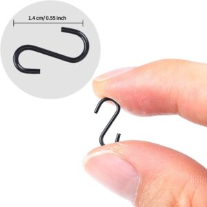 UUYYEO 100 Pcs Mini Craft Hooks S Shaped Hooks Connectors Jewelry Hanging Wire Hook Non Slip Hooks Ornament Storage Hooks Black