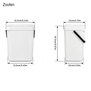 Zoofen 3L Hanging Small Trash Cans with Lid 0.8 Gallon Mini Countertop Compost Bins Plastic Food Waste Bins with Handle for Kitchen, Bathroom, RV