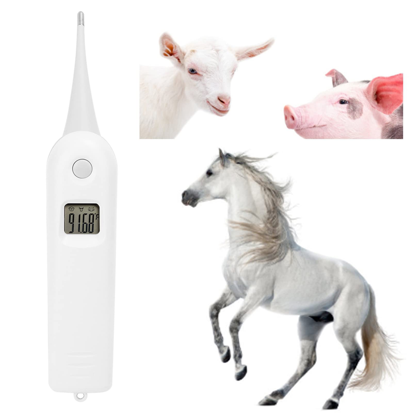 Pet Thermometer, Veterinary Electronic Pigs Cattle Sheep Dog Digital Aquarium Animal Accurate Temperature Readings with Waterproof Flexible Round Tip for Dogs Horse Cats Pigs Sheep Livestock