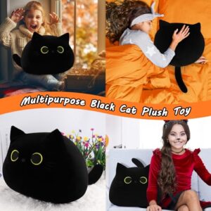 Auspicious beginning Black Cat Plush Toy-19'' Giant Black Cat Stuffed Animal, Black Cat Plushie Kawaii Plushies Cat Plush Pillow, Halloween Black Cat Decor Plush Toys Halloween Plush Gift for Kids