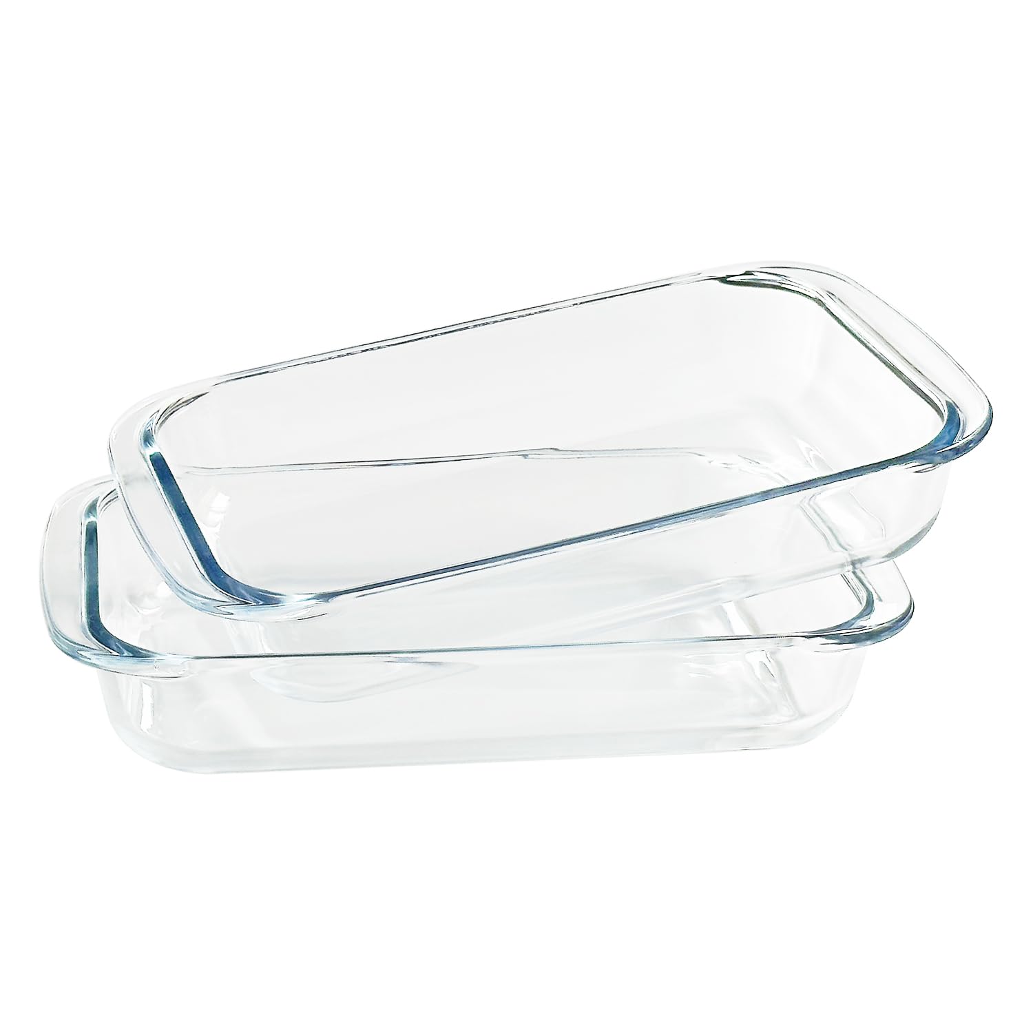 2 Pack 1-Quart Tempered Glass Oblong Baking Dishes, Personal Sized Bakeware and Cookware