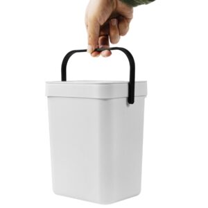 Zoofen 3L Hanging Small Trash Cans with Lid 0.8 Gallon Mini Countertop Compost Bins Plastic Food Waste Bins with Handle for Kitchen, Bathroom, RV