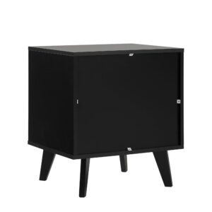 Walker Edison Raelyn Mid-Century Modern 1-Drawer Nightstand, 20 Inch, Black